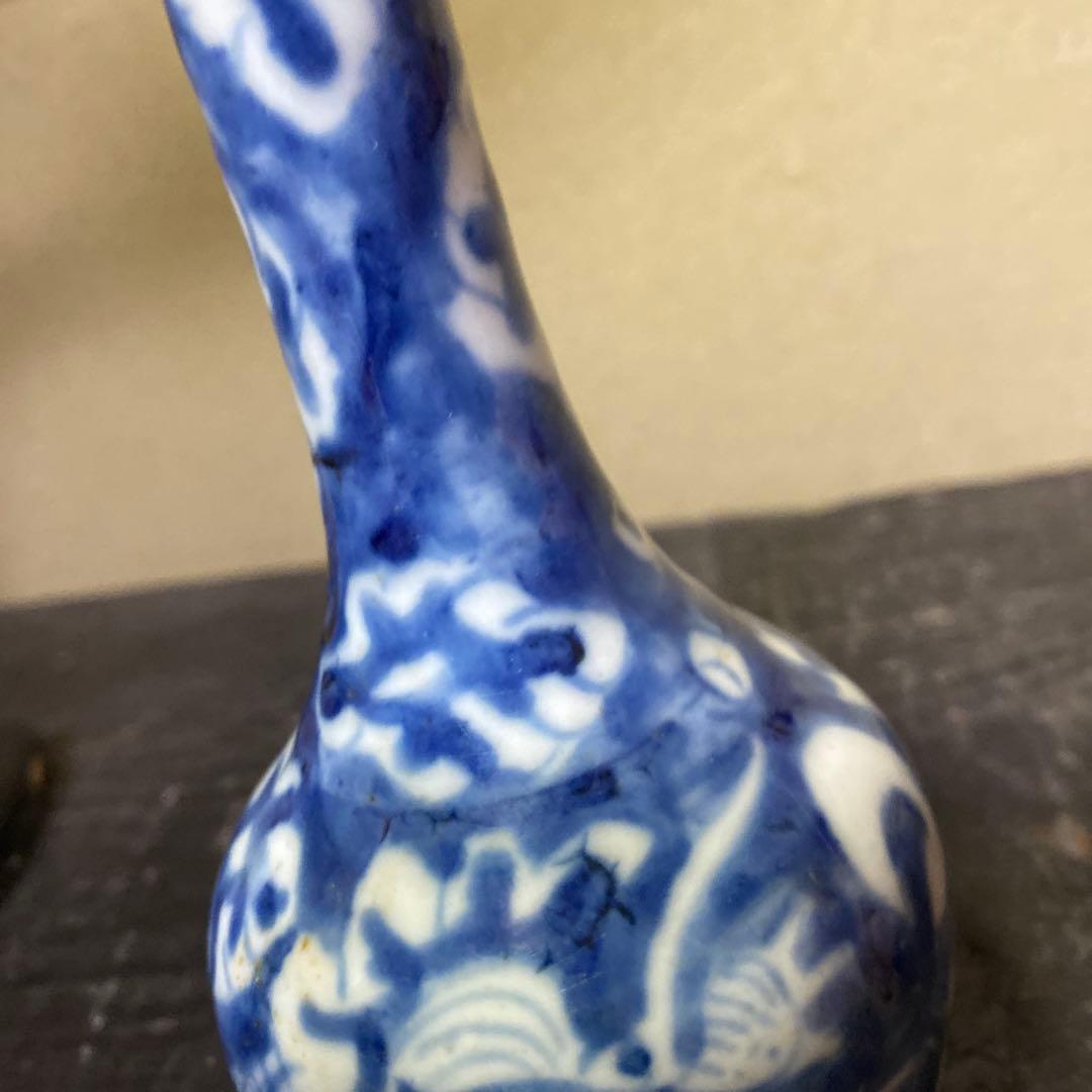 清朝染付徳利　中国古玩