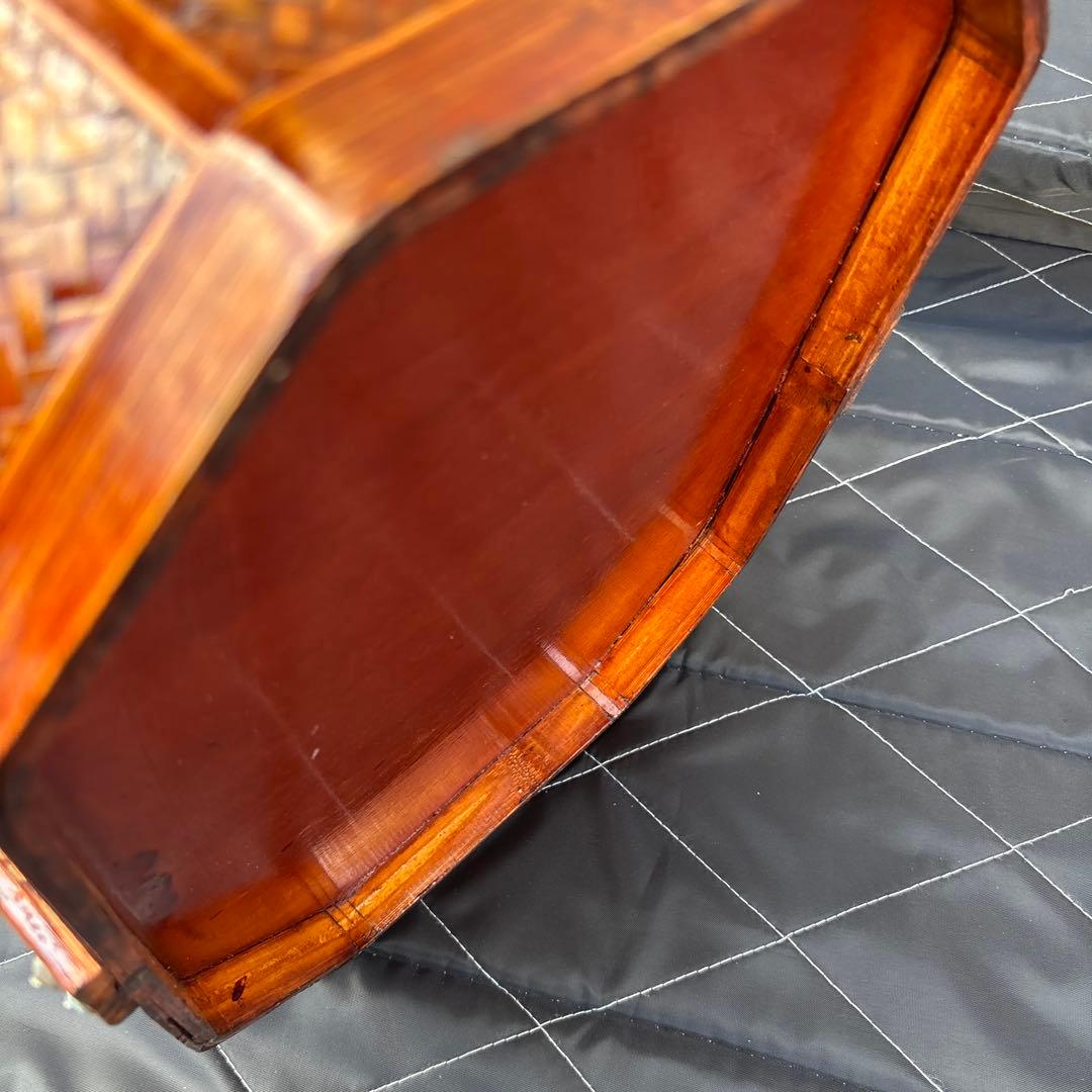 3段　竹細工？　アンティーク　収納ケース