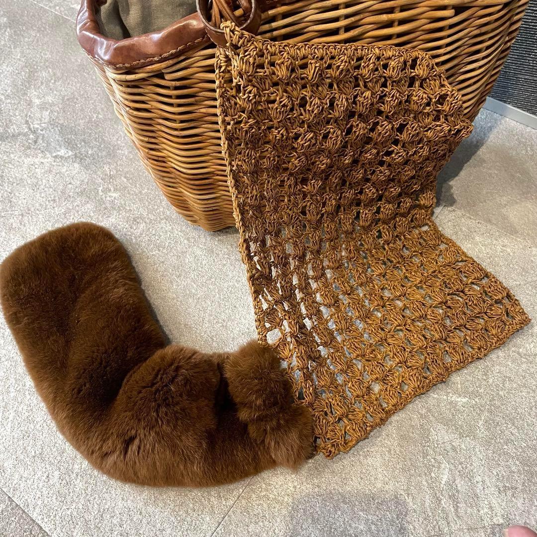 ★eb.a.gos エバゴス　かごバッグ　ハンドバッグ　リアルファー