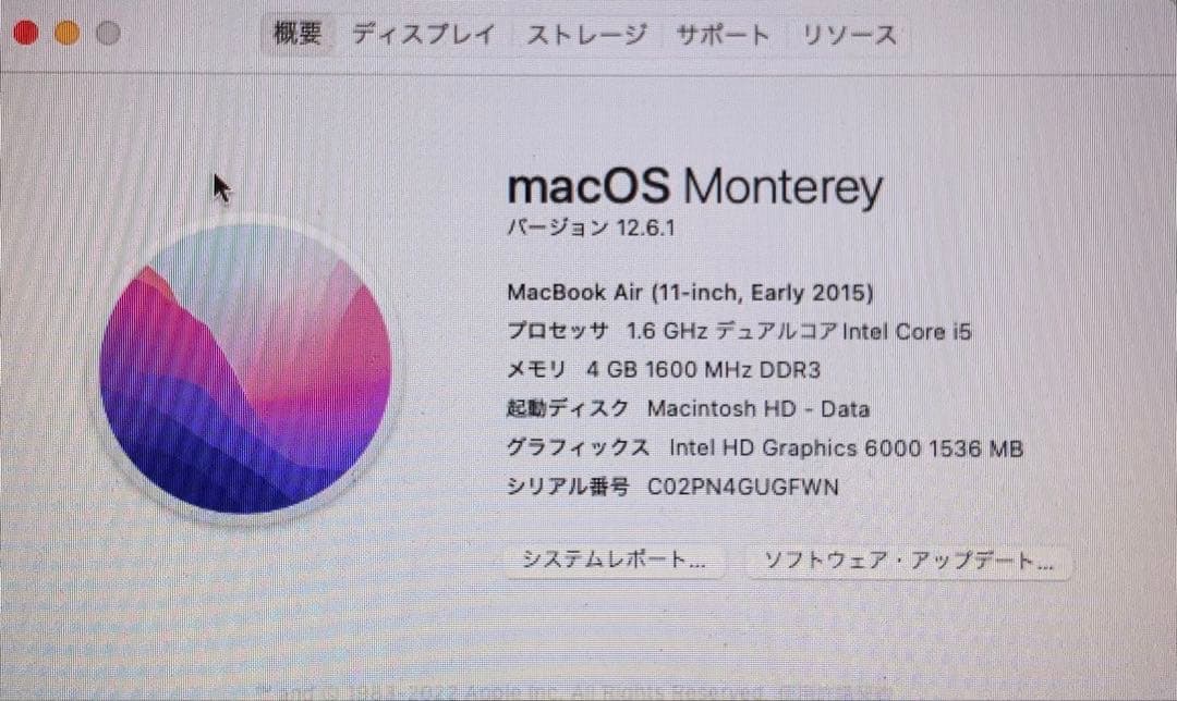 MacBook本体 MacBook Air 11-inch Early 2015 Core i5