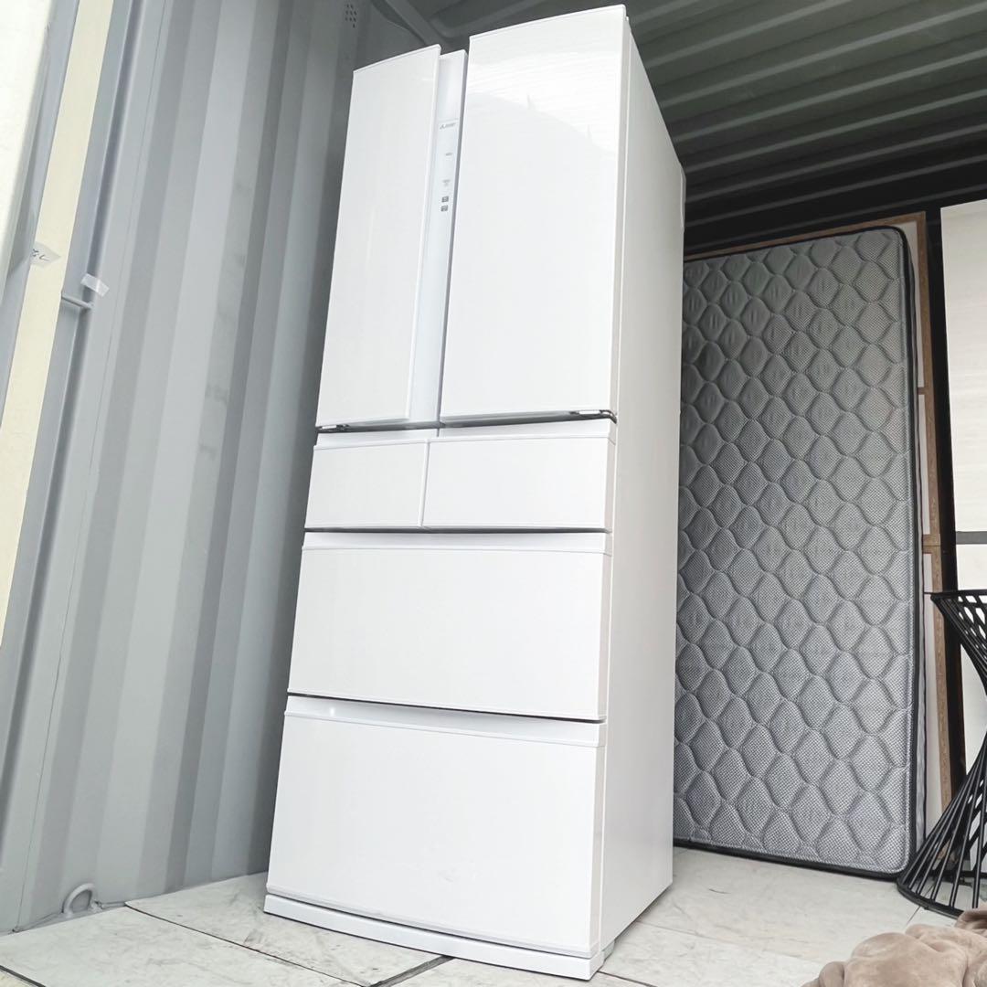 取付無料！三菱2段チルドルームおしゃれホワイトインテリア6ドア冷蔵庫！洗濯機