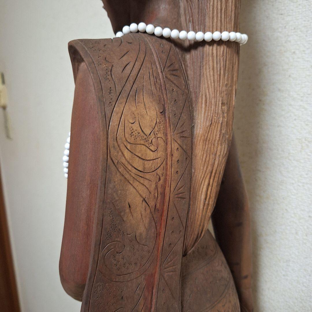 バリ島　木彫り　女性像　彫刻　黒檀　アンティーク　置物