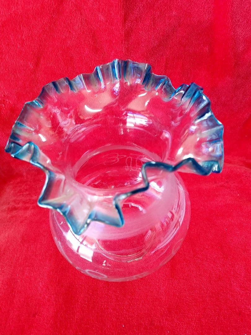 座敷ランプ　青色金魚鉢形ガラスシェード