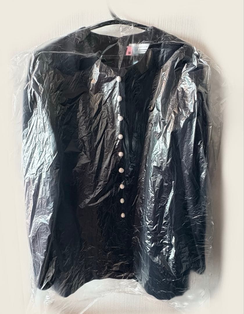 BORDERS at BALCONY ボタンツイルブラウス ネイビー 38