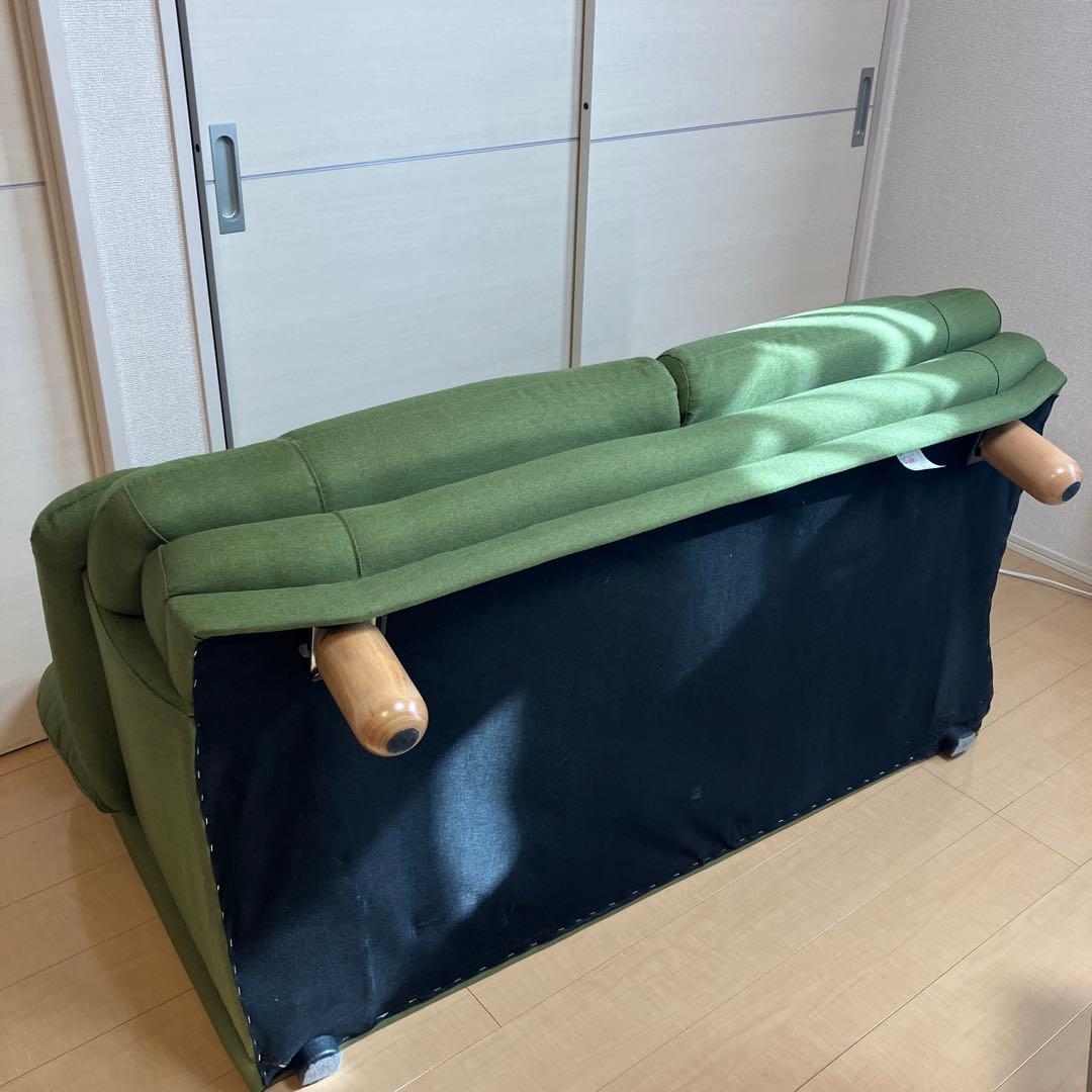 グリーンファブリック2人掛けソファ