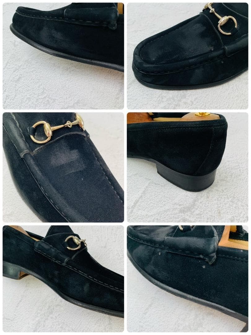 ち*ぱ様 【良品】GUCCI ホースビットローファー スエード シルバー金具 黒