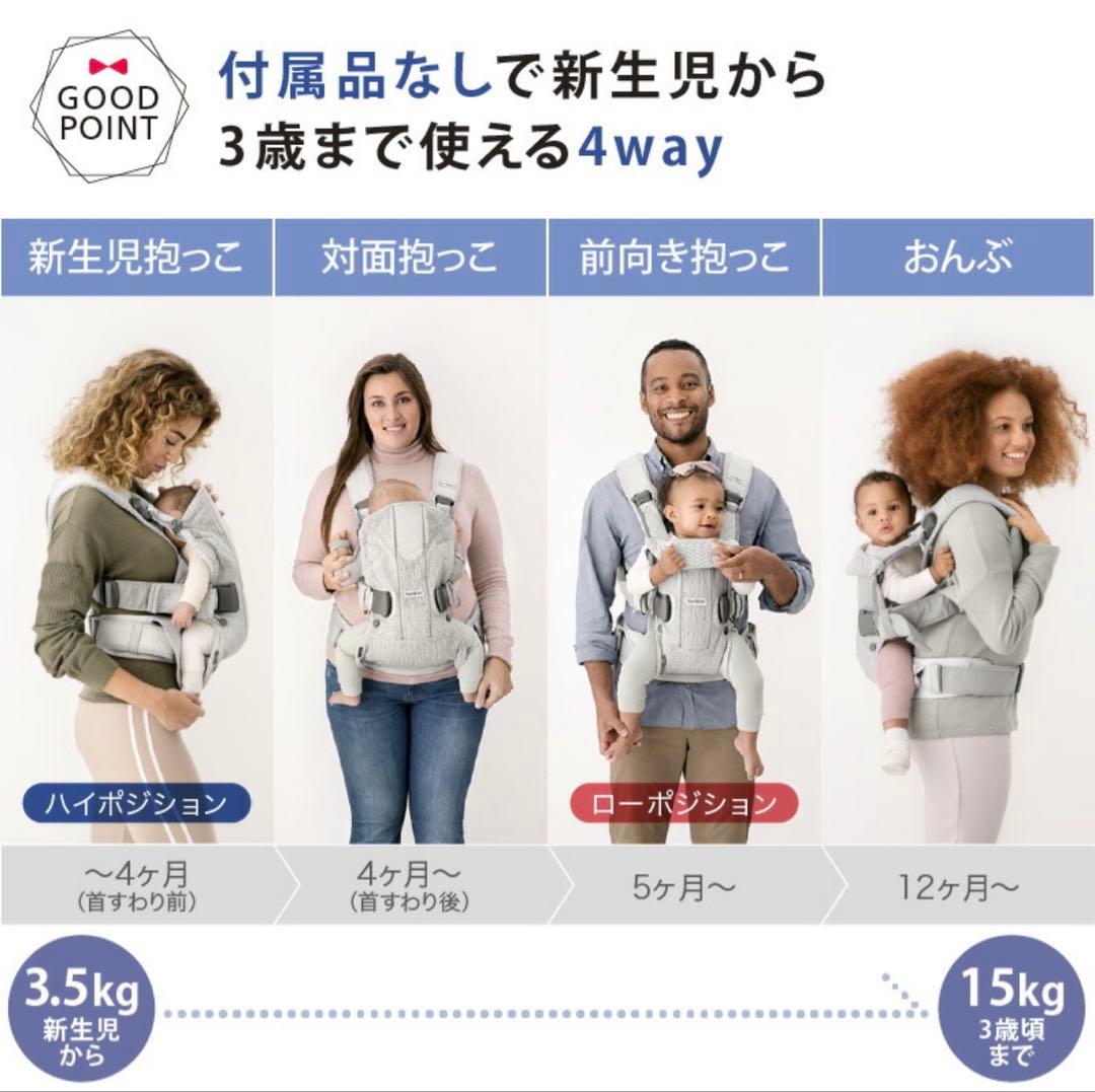 4way ベビービョルン ベビーキャリア シルバーメッシュ新生児から3歳まで