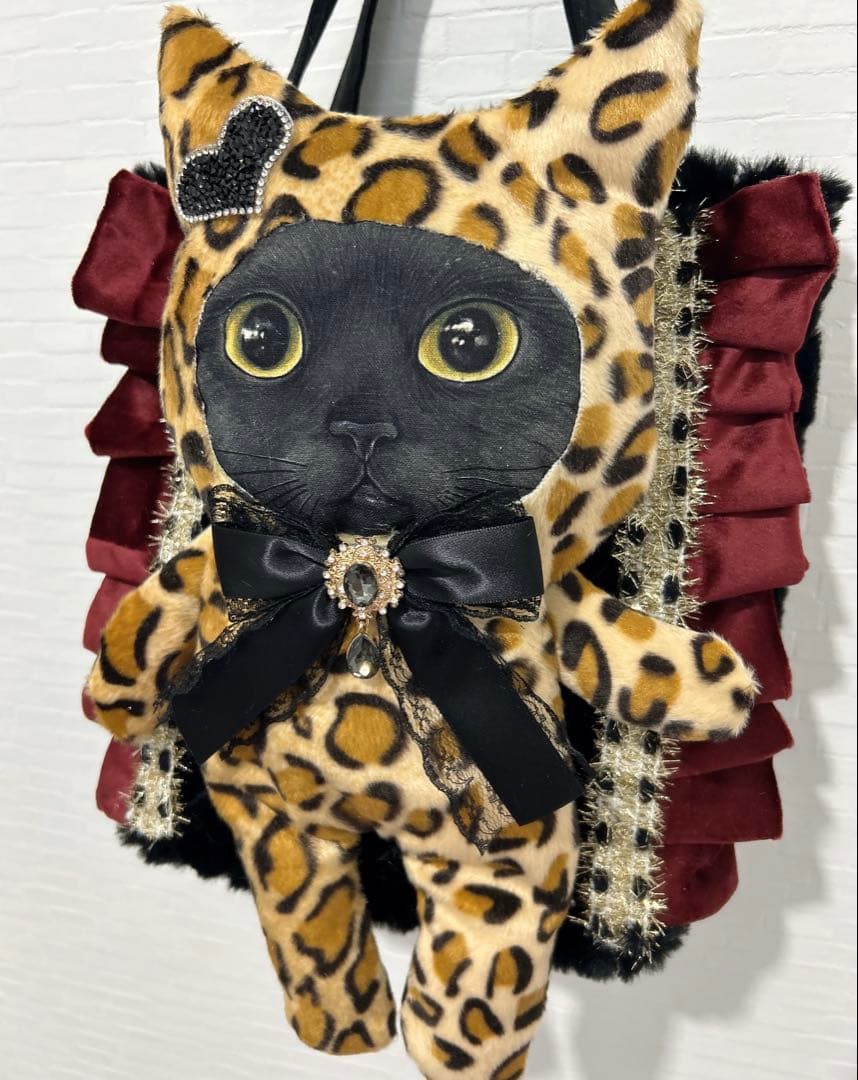 さ*ー様 コヤンイサムチョン BIG ヒョウ柄 黒猫トートバッグ