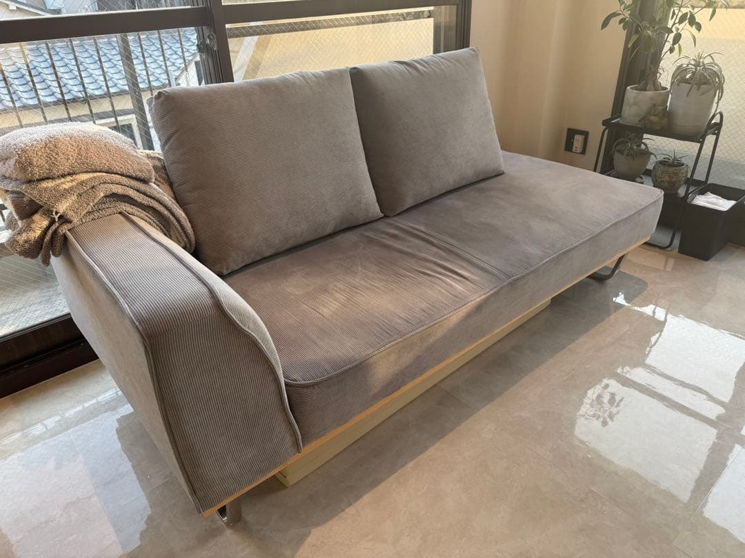 激安‼️送料込み‼️美品 ファブリックコーデュロイカウチソファー2人掛け 3人掛け