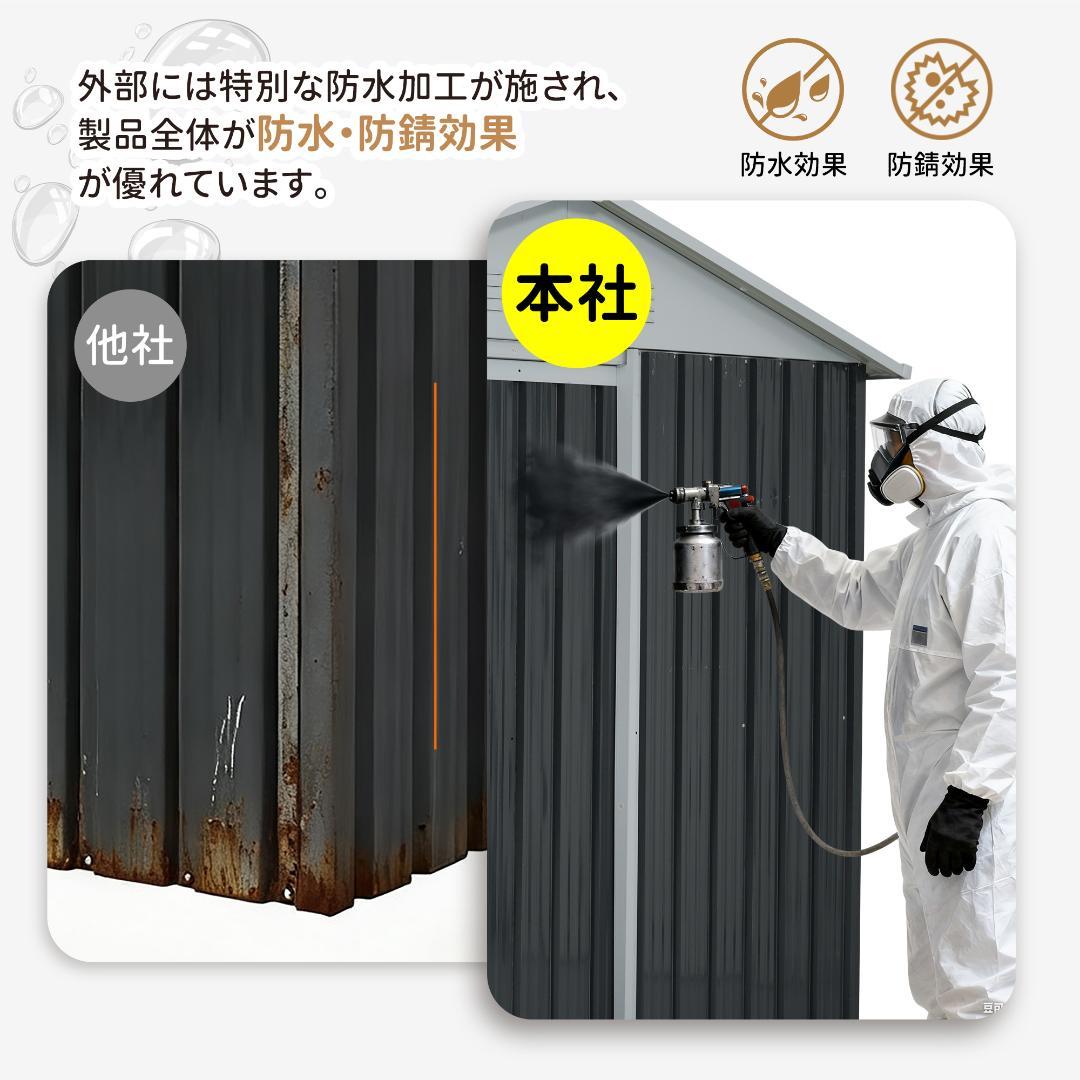 15%OFFタイムセール！【収納ラック付き】戸外収納庫　スチール物置　BLACK