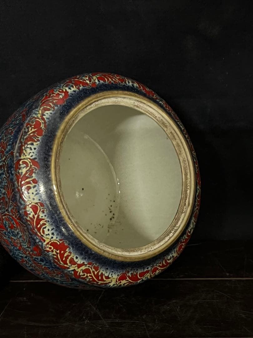 【倉庫整理品】中国古美術/清時代呂鈞窯壺【大清乾龍年製】在銘：XG66