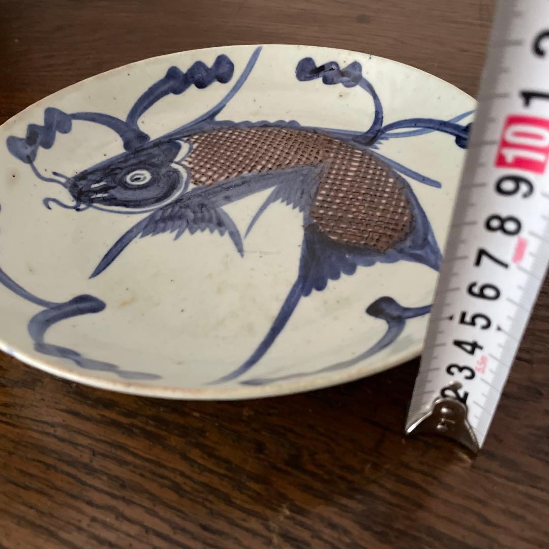 中国古玩 唐物　釉裏紅魚文皿　呉須辰砂　呉須染付