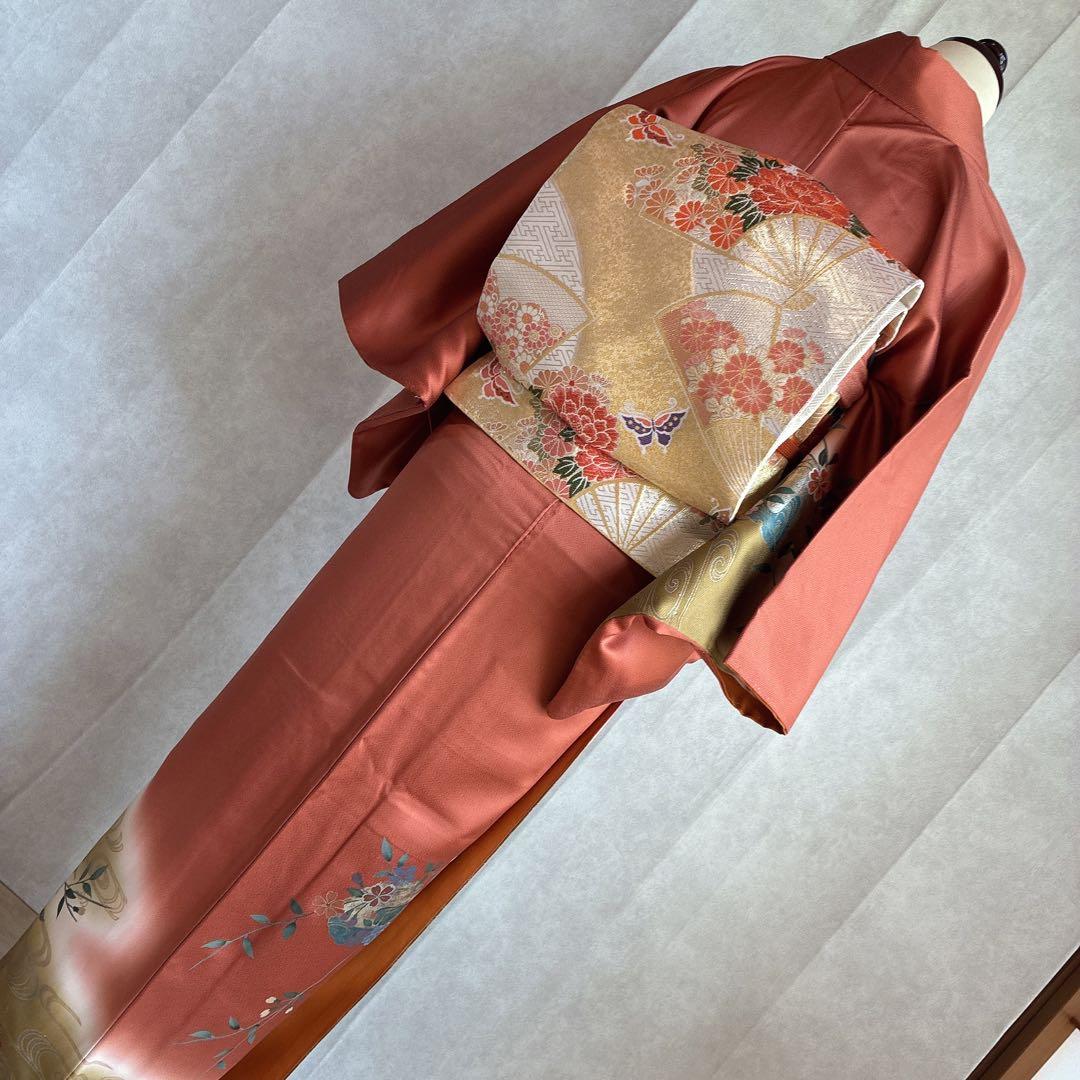 a*i様 訪問着　フルセット　着物　正絹　袷　刺繍　枝花　雪輪　J5