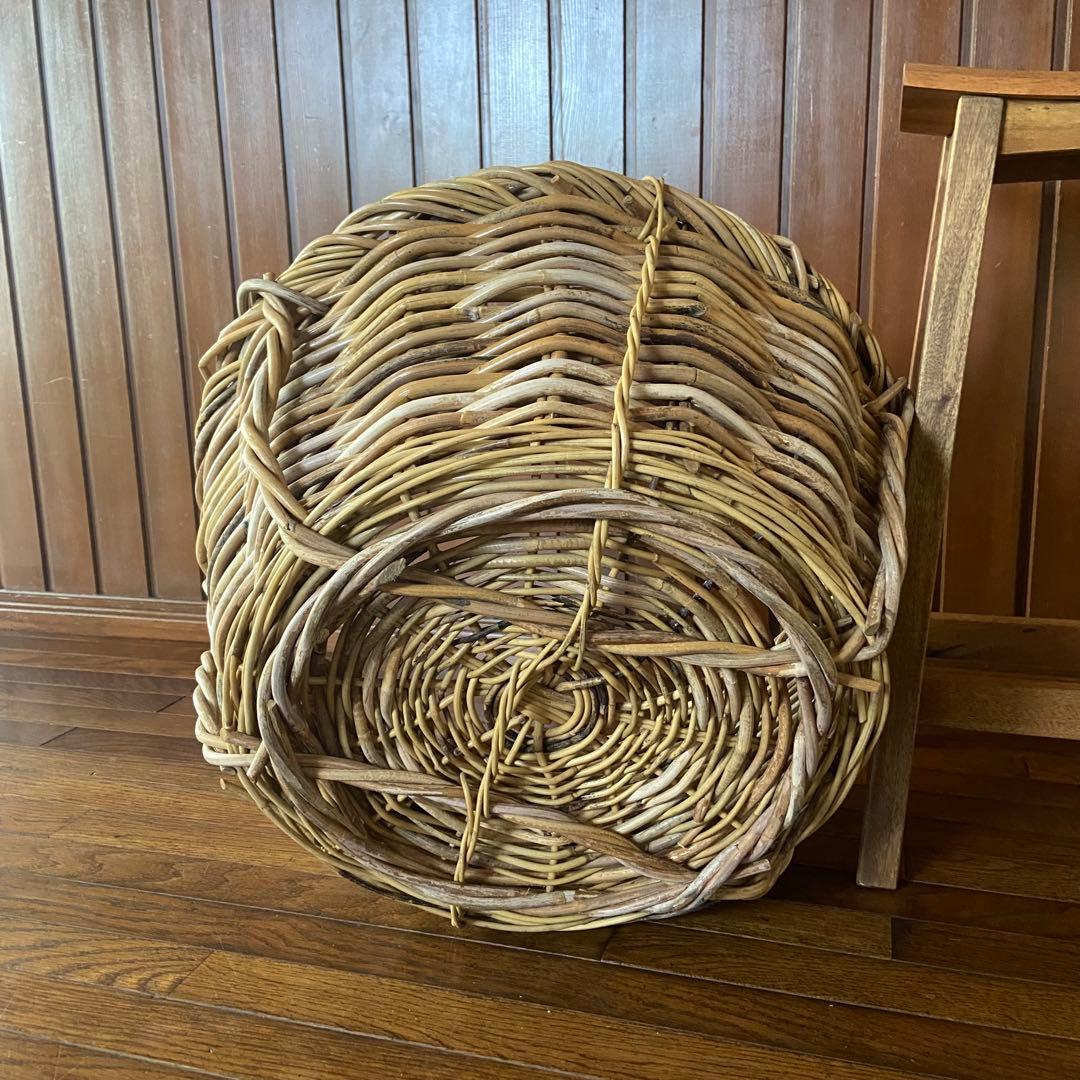 フランス アンティーク　籐籠　ラタン バスケット　アルデンヌ製　パニエ　大型