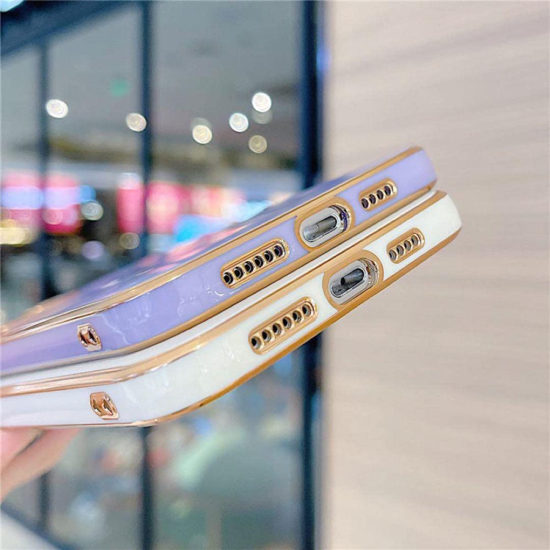 ★電気メッキ耐衝撃電話ケースiPhone 13 mini ハート ホワイト 白