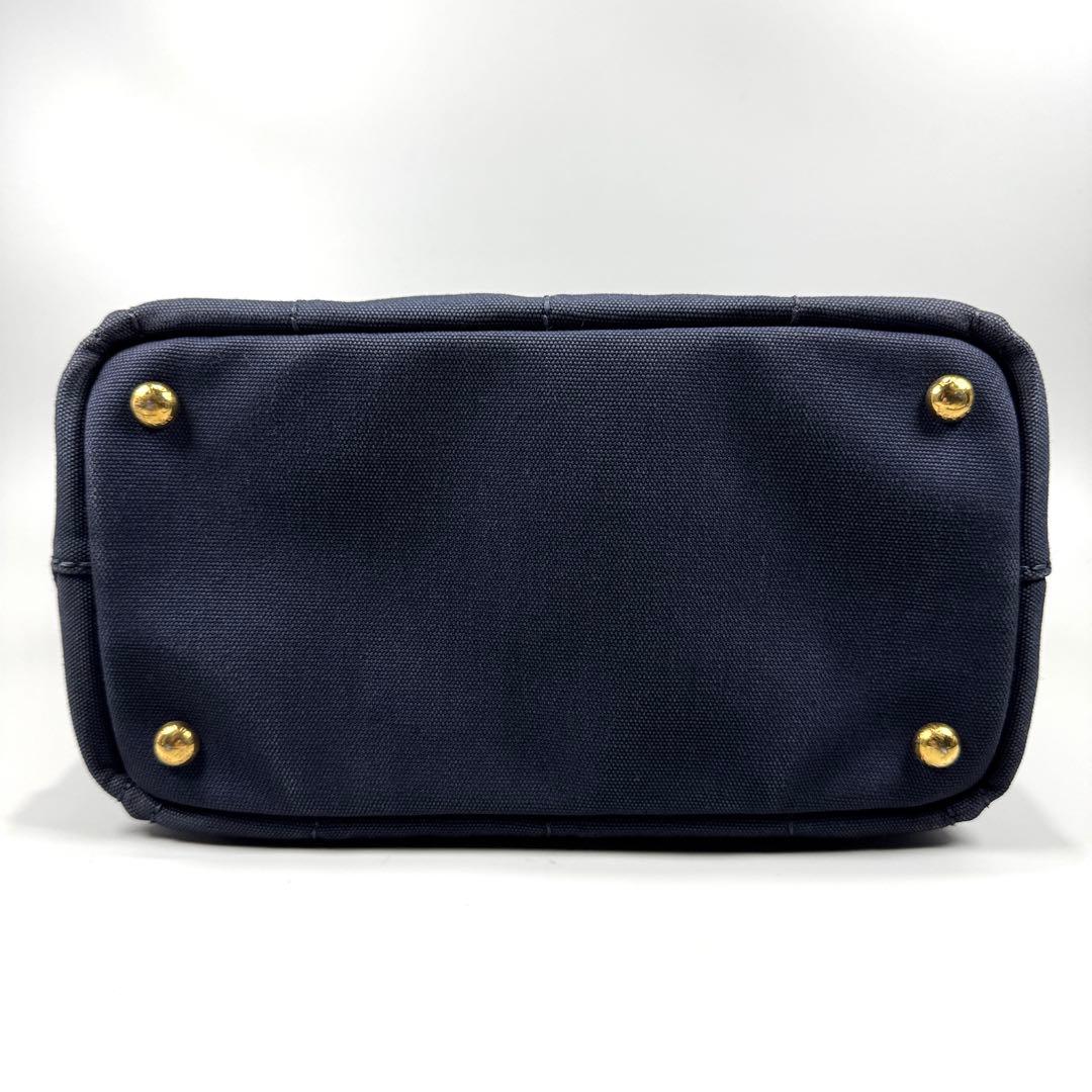 美品✨ PRADA プラダ カナパ S ネイビー ハンドバッグ キャンバス