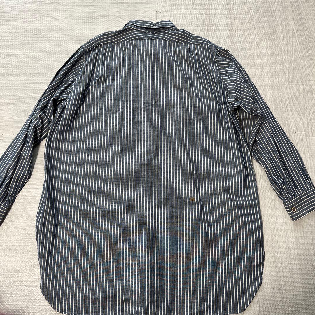45rダンガリーストライプの908グランパプルシャツ　ユニセックス