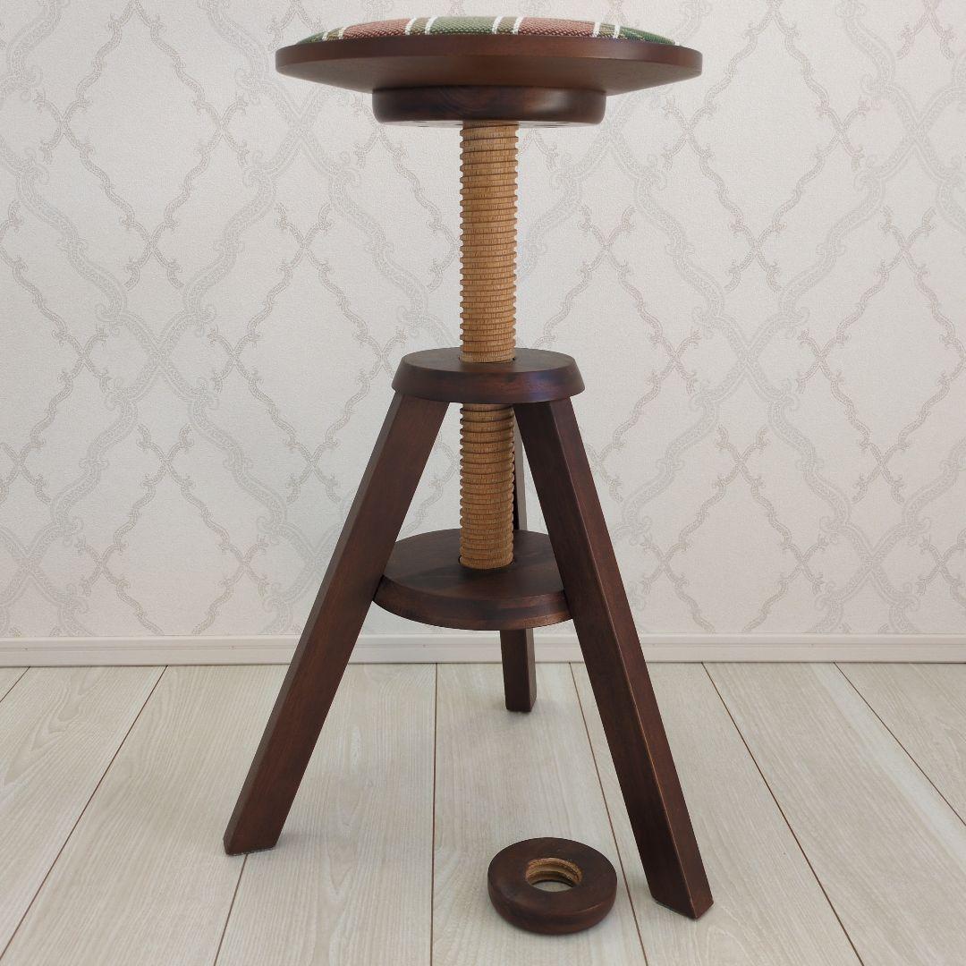 中古　スツール　３脚　チェック　椅子　木