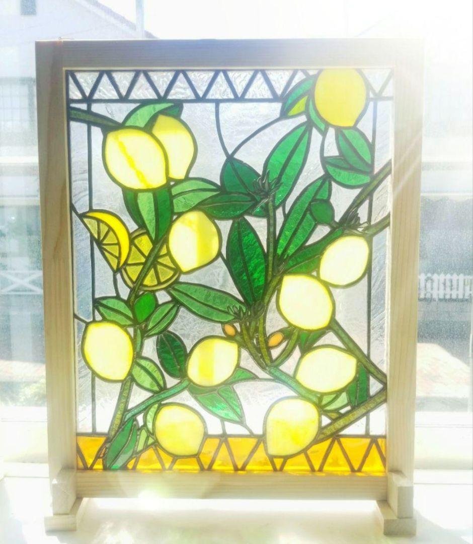 るるる　ステンドグラス　レモンモチーフのパネル(徳大サイズ)