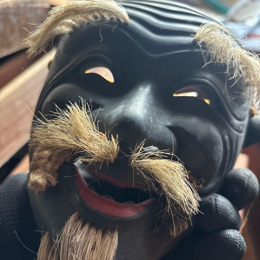 【専用】能面 黒式尉 深野陽舟 作 陽柳会会員 箱書きあり 翁面