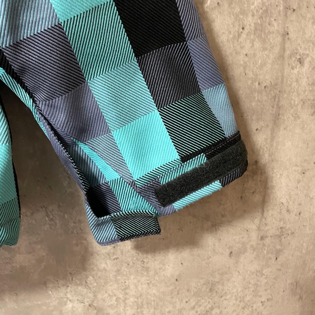 Burtonバートンスキーウェアスノーボードジャケットパーカーフード水色チェック