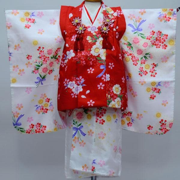 七五三 三歳 女児 被布着物フルセット 百花斉放 お仕立て無料 NO24017