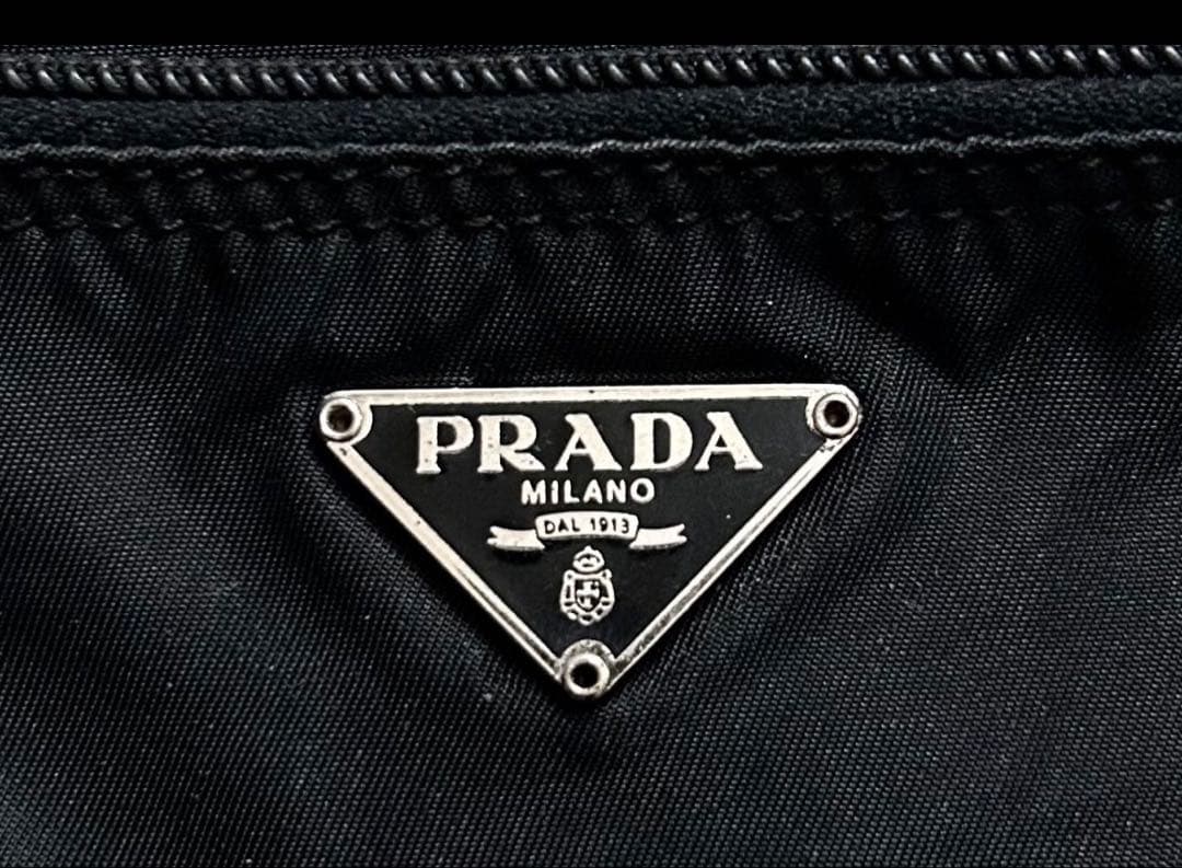 美品◆ PRADAプラダ ナイロンxレザー ショルダー カメラ バッグ ポーチ黒