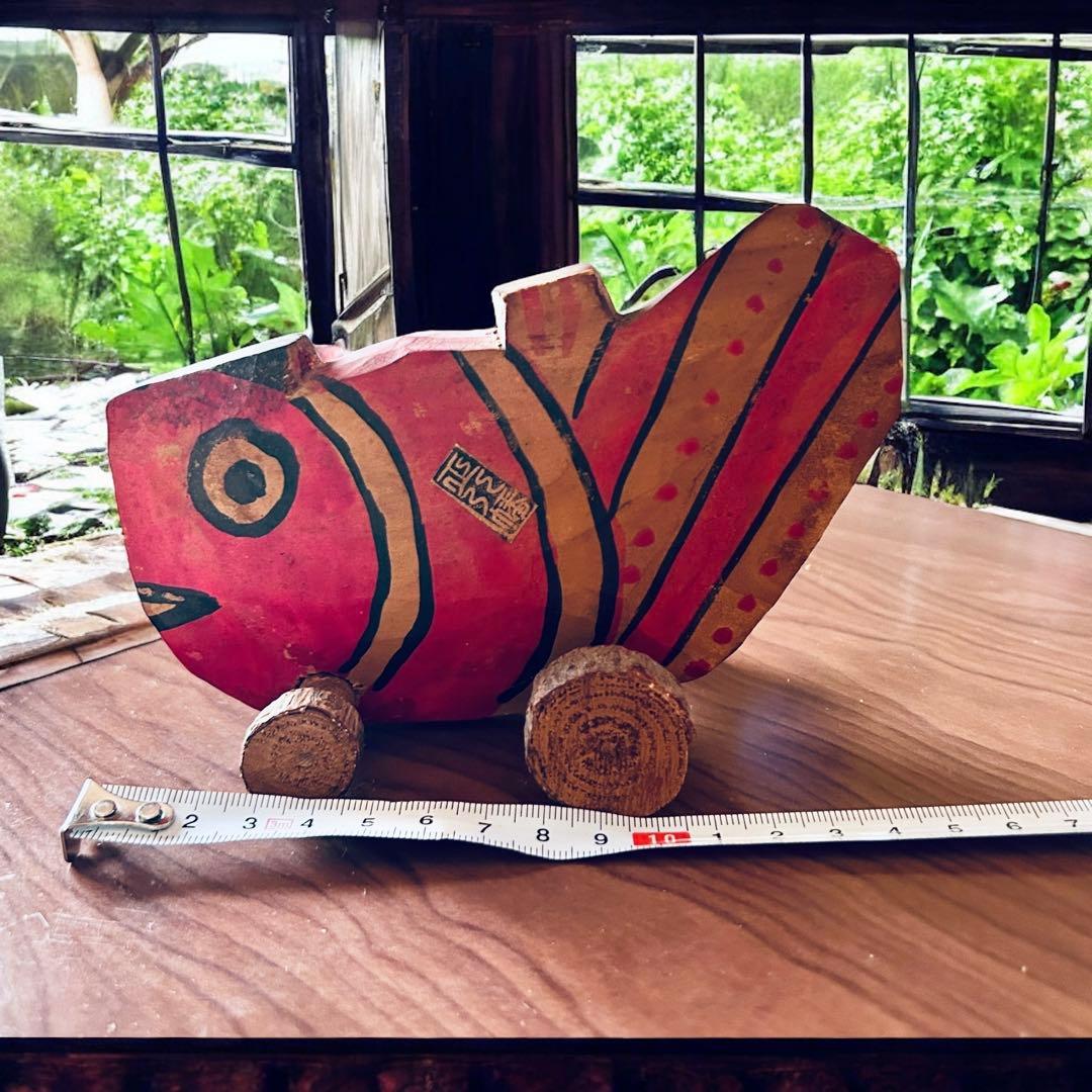 古玩 鹿児島県 郷土玩具 鹿児島神宮 鯛車（大） 全長15 ㌢ 民藝 縁起物