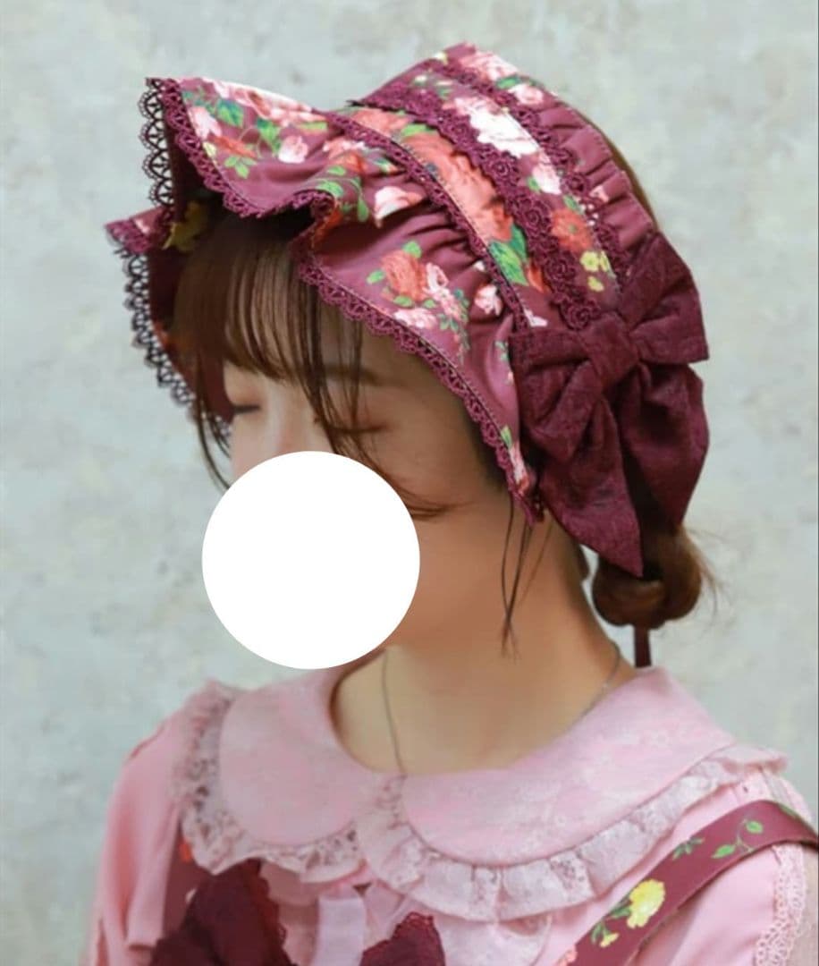 axes kawaii アンティークローズ柄ジャンパースカート＋ボンネットセット