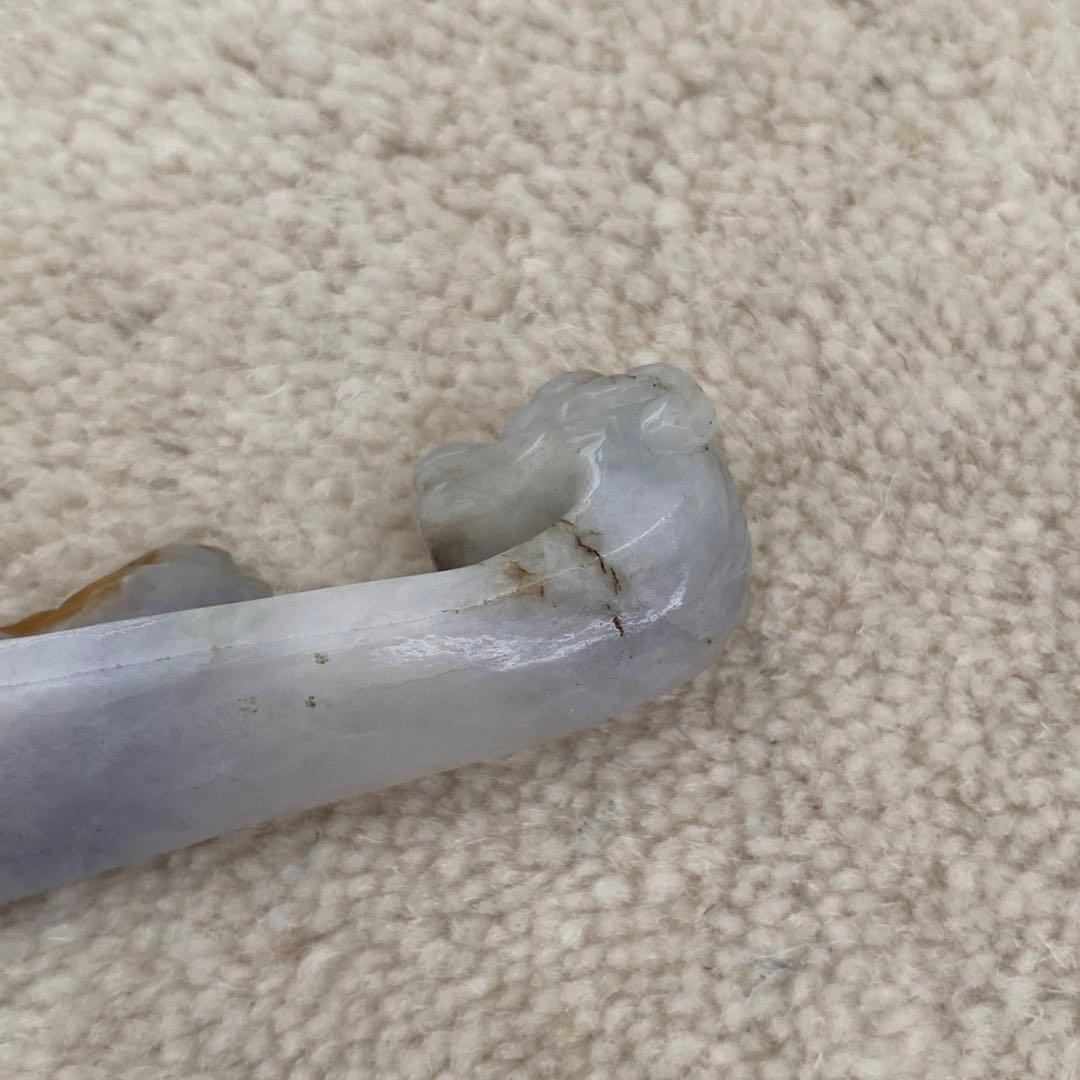 中国美術　唐物　砡　翡翠の鳥と龍の筆架　置物　骨董
