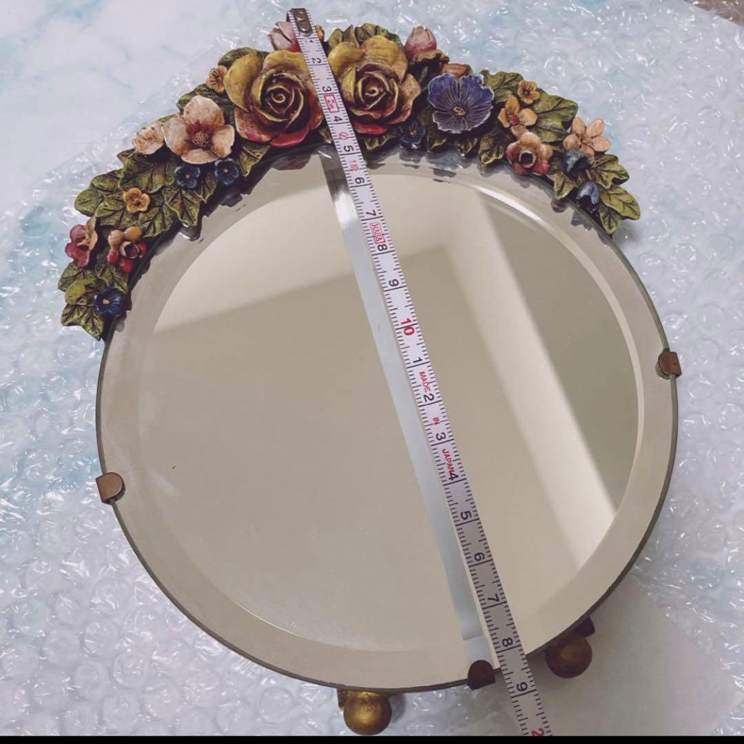 バーボラミラー お花 イギリス アンティーク レア品