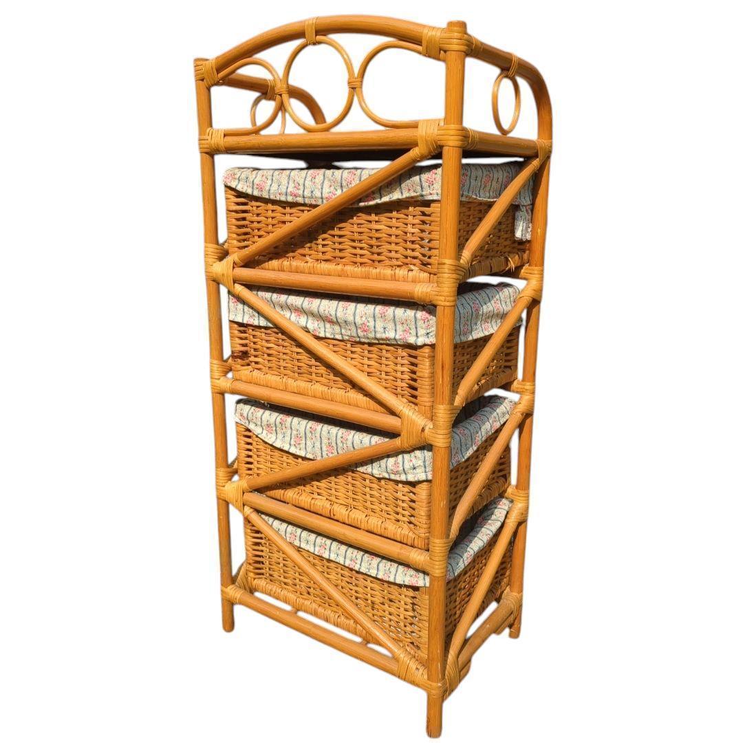 籐 ラタン チェスト4段 インテリア 昭和レトロ 箪笥