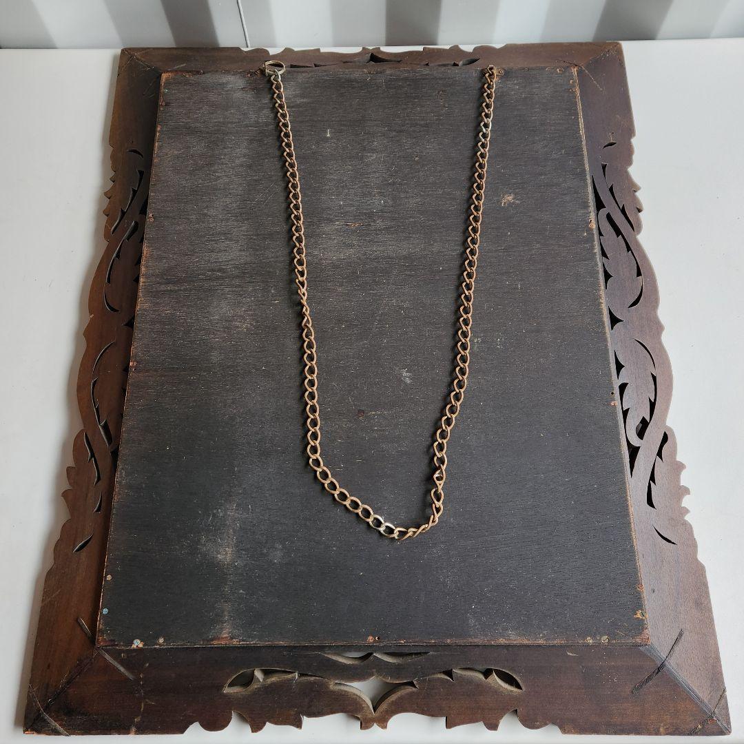 アンティーク　木彫り　ウォールミラー　天然木　壁鏡　彫刻　木枠　ヴィンテージ