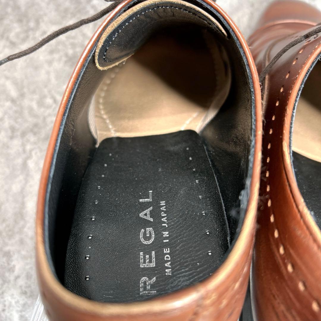 美品【REGAL】ビジネスシューズ/11LR/ストレートチップ/キャップトゥ/茶