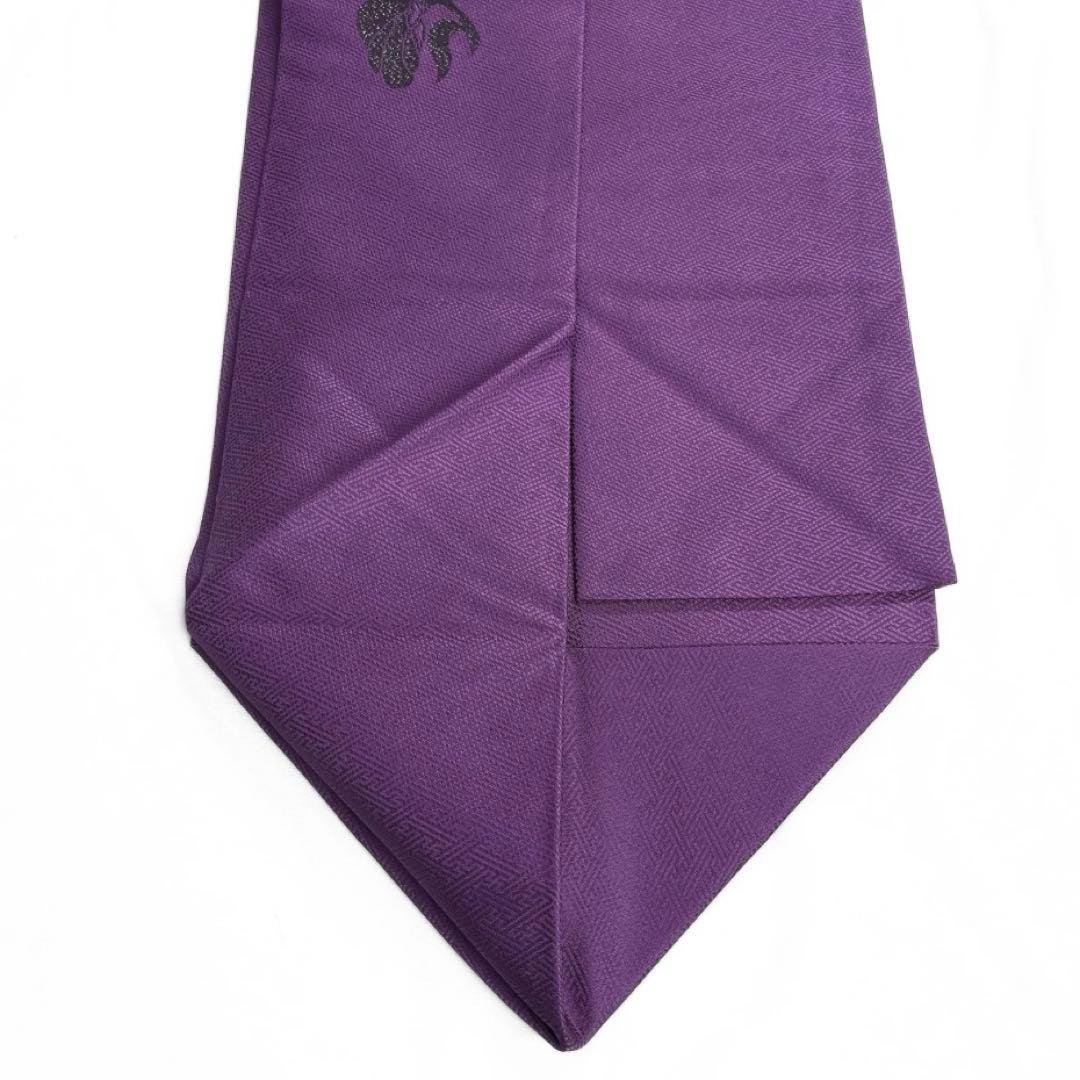 未着用　名古屋帯　唐花　唐草　紗綾形地紋　パープル　着物　094b d