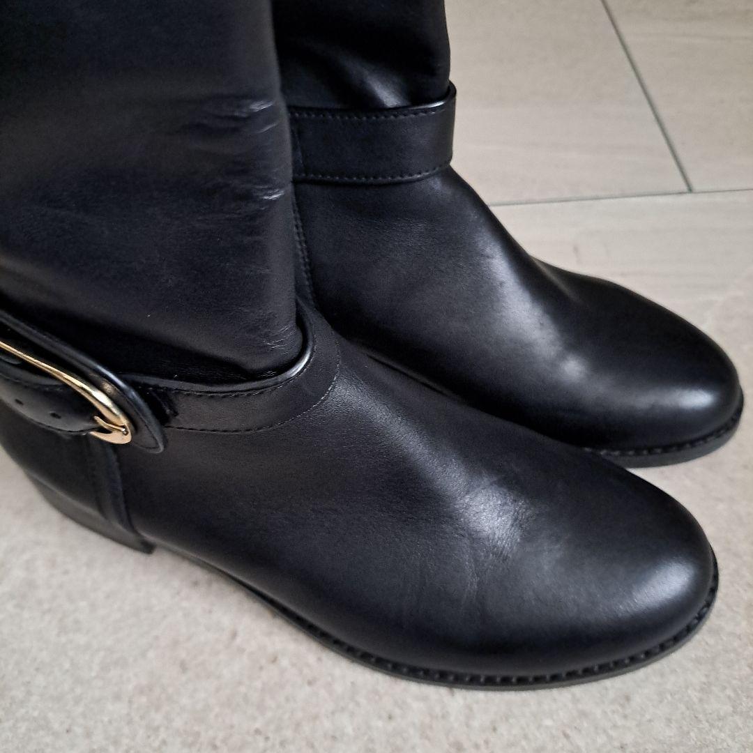 美品●バーバリーBURBERRY●刻印入り金具付きブラック ロングブーツ7