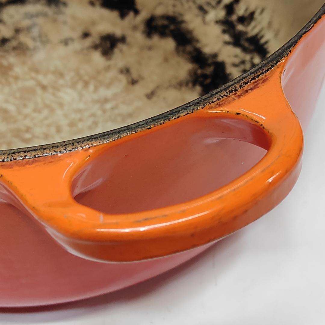 ル・クルーゼ ココットロンド 20cm オレンジ フランス製 両手鍋 m1197