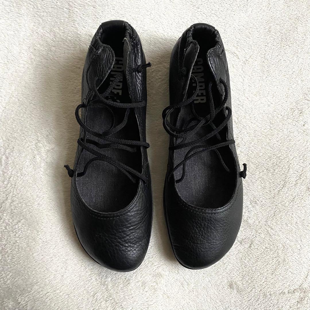 【美品✨】Camper ライトニナ　レースアップバレエシューズ　24cm レザー
