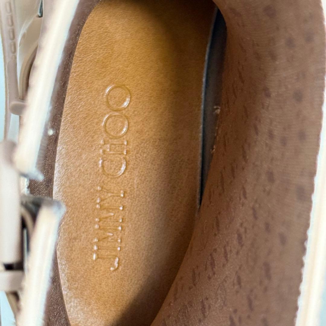 【未使用級】 ジミーチュウ レインブーツ ベルト 36 ベージュ ミドル丈