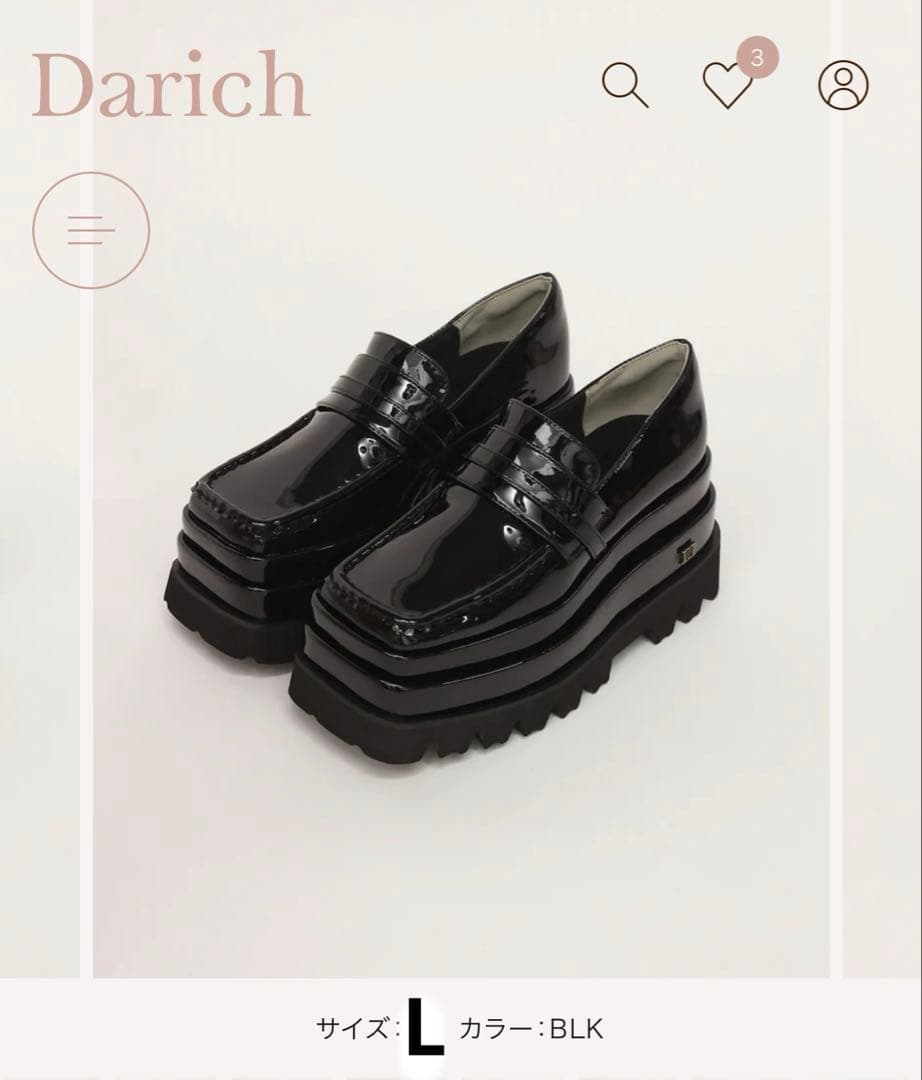 Darich エナメルプラットフォームローファー