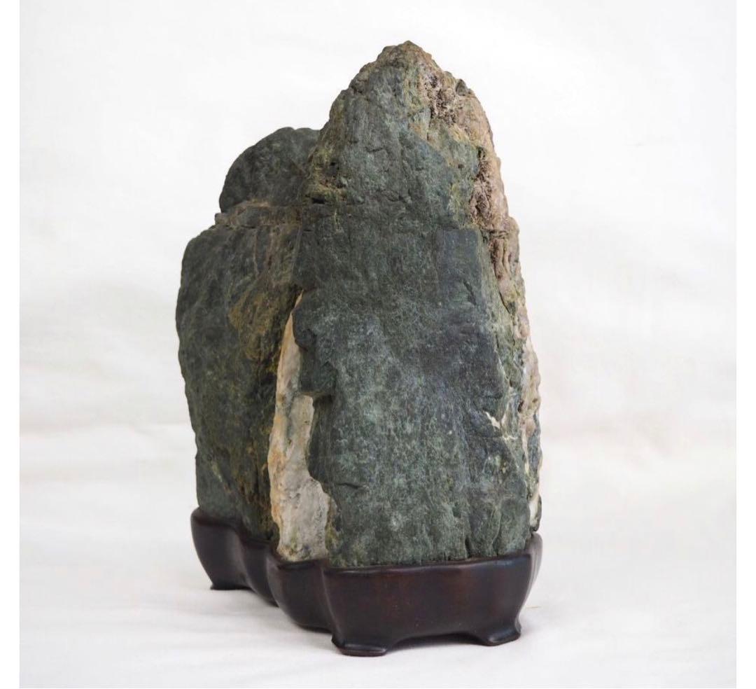 送料無料　水石愛好家蔵品放出　滝ある安部川石★大珍品★天然石・遠山石　唐木台座
