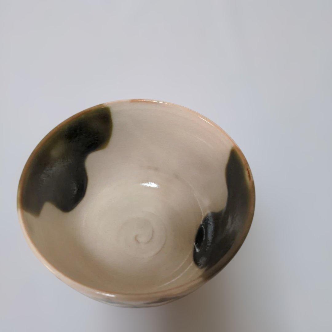 【⑧】伝統工芸士 上山善峰造 織部釉 鱗紋 抹茶碗 共箱 茶道具