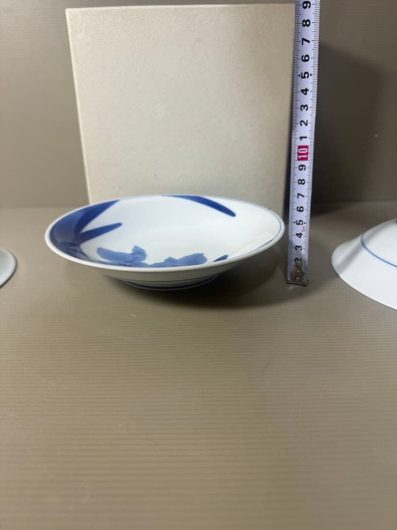 2350 香蘭社　染シンビ　深皿　3客　未使用