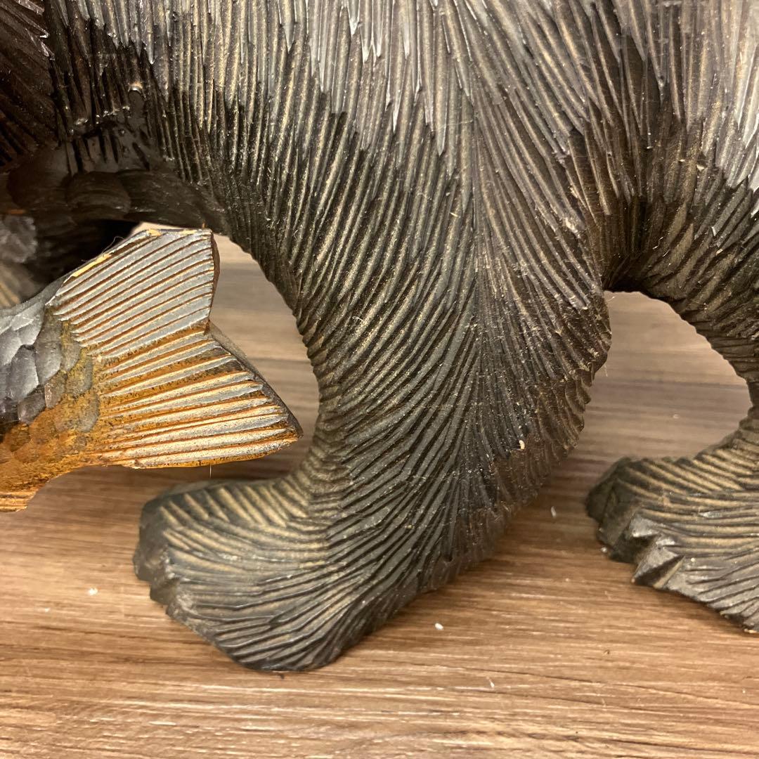 E-4 ③木彫りの熊 鮭背負い 置物 北海道 民芸品 アンティーク 木彫り 熊