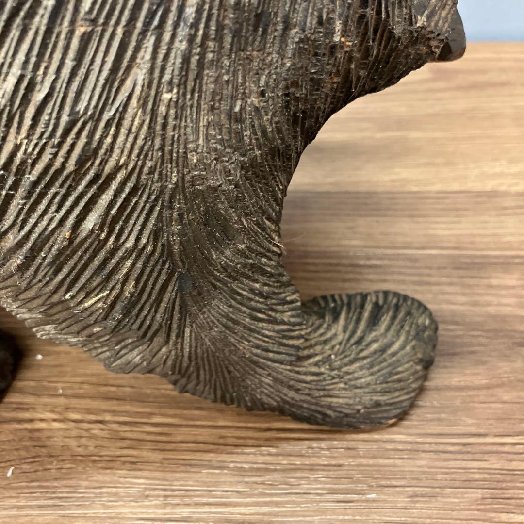 E-4 ③木彫りの熊 鮭背負い 置物 北海道 民芸品 アンティーク 木彫り 熊