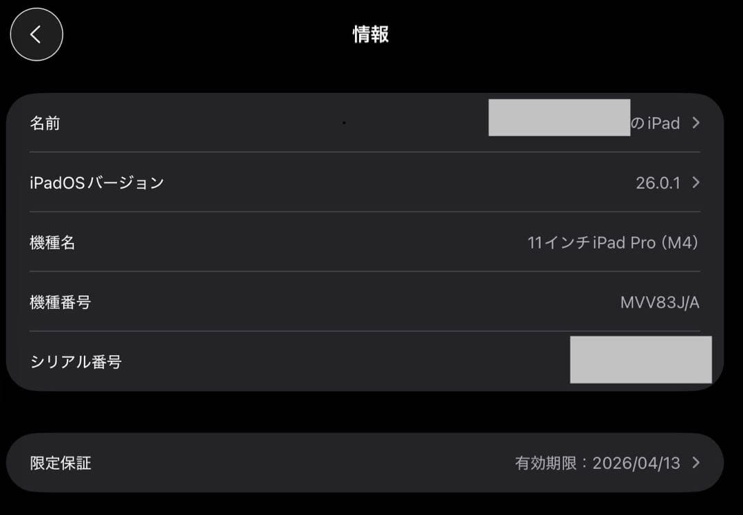 【美品】iPad Pro 11インチ(M4) Wi-Fi 256GB 2024年