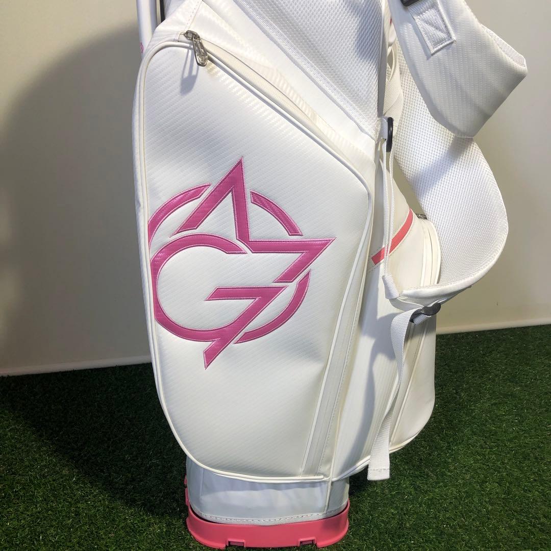 訳ありOMNIX GOLF 8.5型　スタンドキャディバッグ ホワイト　ピンク