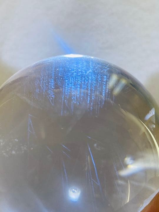 59.5㍉　299g 天然石　水晶球 エンジェルラダークオーツ　綺麗な青光