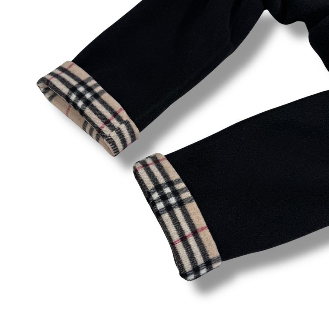 極美品 バーバリーロンドン カシミヤ混 ノバチェック 2way ロングコート 黒