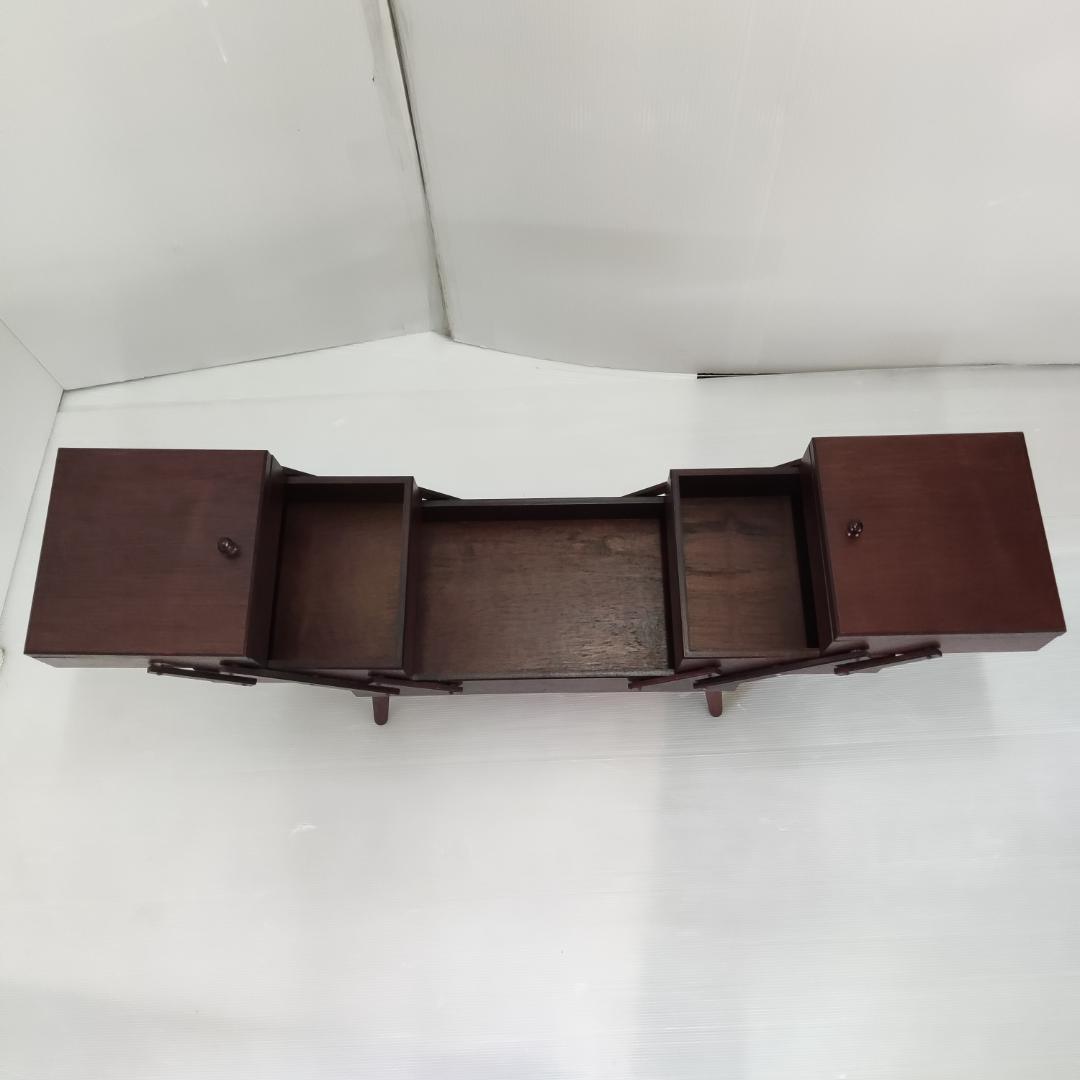 裁縫箱 ソーイングボックス 木製 脚付き 折り畳み 手芸 レトロ ビンテージ